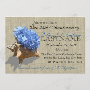 Seashell Bouquet 25th Anniversary Beach Party Invitation