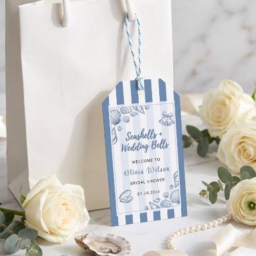 Seashell Bridal Shower Blue Nautical Custom Gift Tags