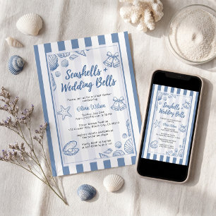 Seashell Bridal Shower Blue Nautical Custom Invitation