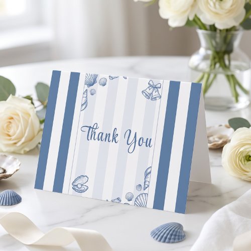 Seashell Bridal Shower Blue Nautical Custom Thank You Card
