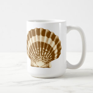 Seashell - brown and beige coffee mug