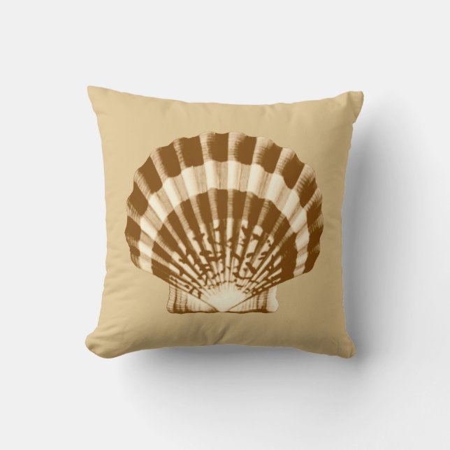 Seashell - brown and beige throw pillow (Front)
