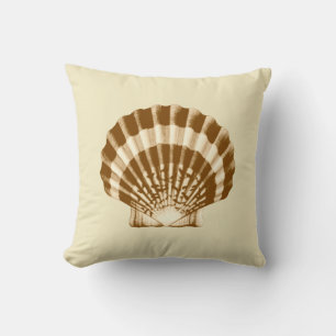 Seashell - brown and beige throw pillow