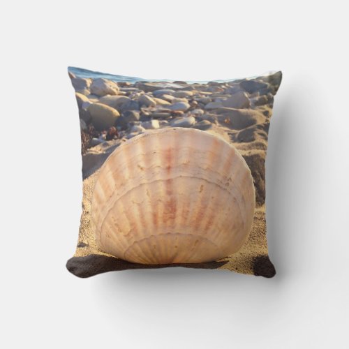 Seashell California Beach Photo Bold Simple Modern Throw Pillow