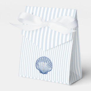 Seashell Clamshell Blue Stripe Preppy Favor Boxes