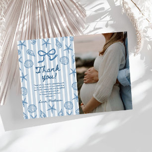 Seashell Coastal Beach Baby Shower Photo Thank You Card