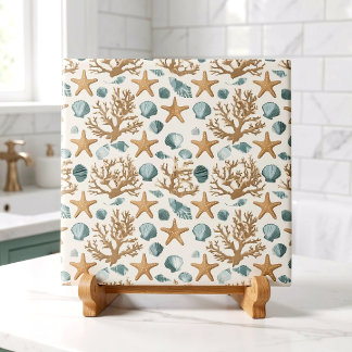 Seashell Coastal Beach Bathroom Decor Design 394 Ceramic Tile