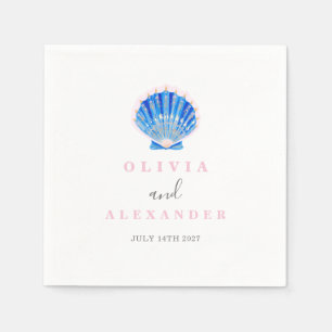 Seashell coastal beach wedding napkins