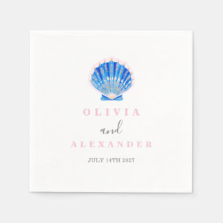 Seashell coastal beach wedding napkins