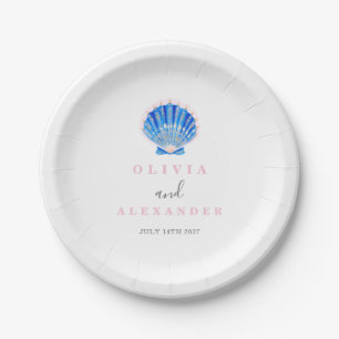 Seashell coastal beach wedding paper plates