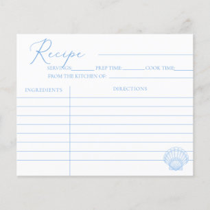 Seashell Coastal Bridal Shower Recipe Cards