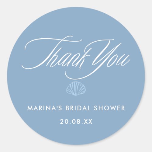 Seashell Coastal Bridal Shower Thank You Favor Classic Round Sticker