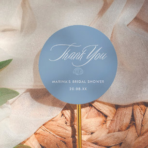 Seashell Coastal Bridal Shower Thank You Favor Classic Round Sticker