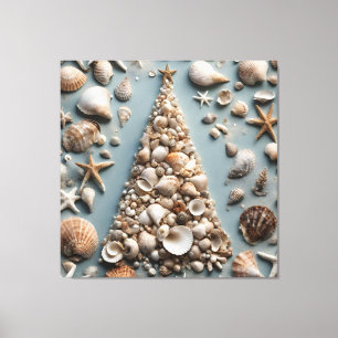 Seashell Coastal Christmas Tree  Canvas Print