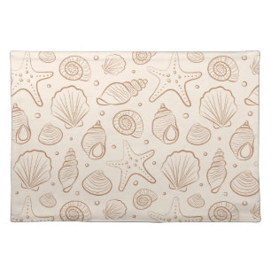 Seashell Coastal Nautical Boho Beach Neutral Cream Cloth Placemat