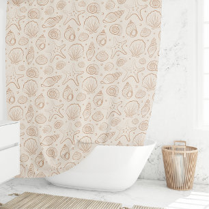 Seashell Coastal Nautical Boho Beach Neutral Cream Shower Curtain
