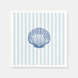 Seashell Coastal Painting Nautical Stripe  Napkins