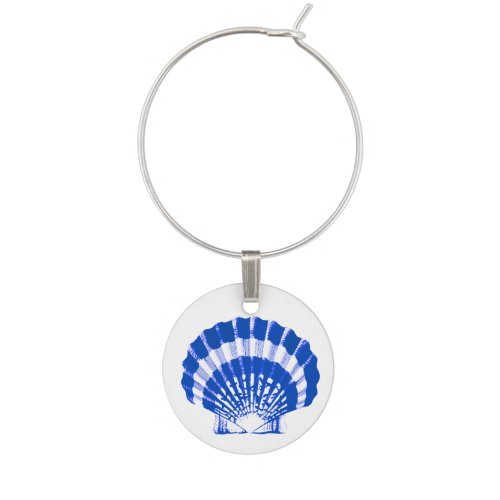 Seashell _ cobalt blue and white 8 of 8 wine glass charm