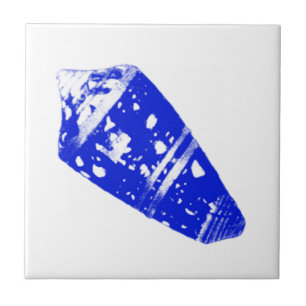 Seashell - cobalt blue and white ceramic tile
