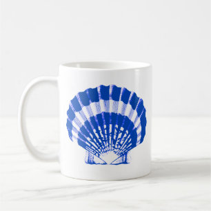 Seashell - cobalt blue and white coffee mug