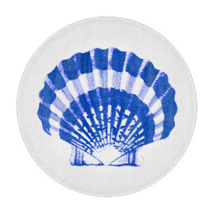 Seashell - cobalt blue and white cutting board