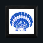 Seashell - cobalt blue and white keepsake box<br><div class="desc">Digitally enhanced,  vintage illustration of a scallop shell rendered in a conte crayon effect - cobalt blue on a white background</div>