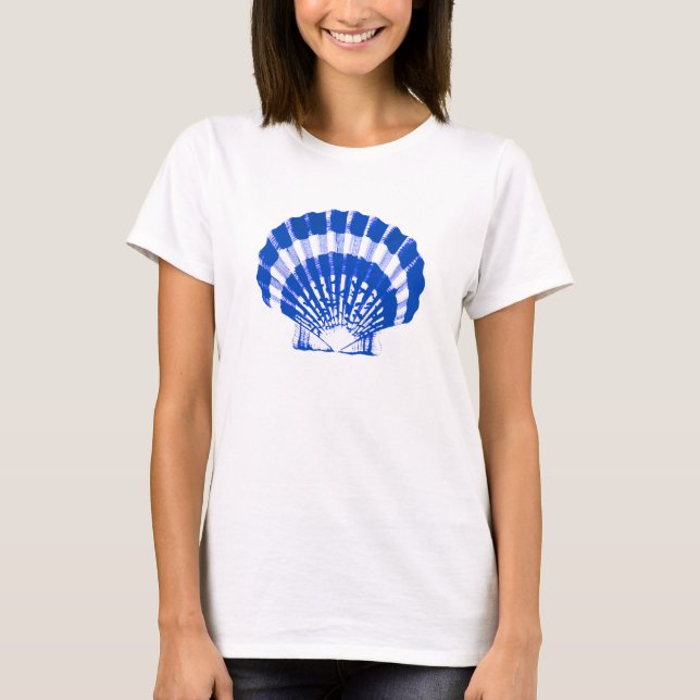 Seashell - cobalt blue and white T-Shirt (Front)