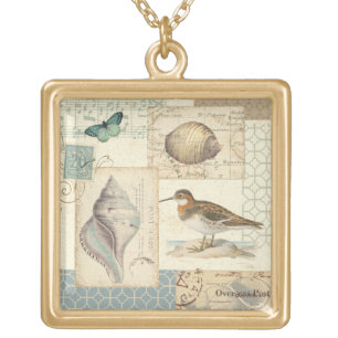 Seashell Collage Gold Plated Necklace