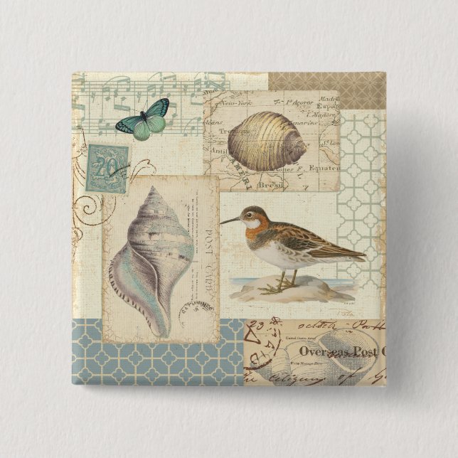 Seashell Collage Pinback Button (Front)