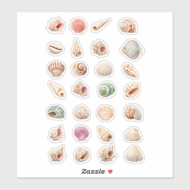 Seashell Collection Ocean Beach Conch Shell Sticker (Sheet)