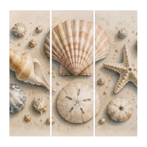 Seashell Collection Poster | Watercolor Coastal Triptych
