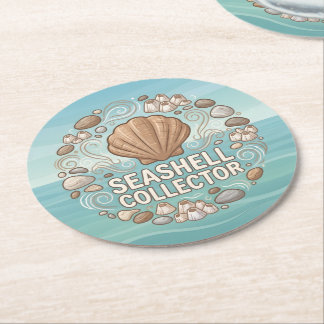 Seashell Collector Round Paper Coaster