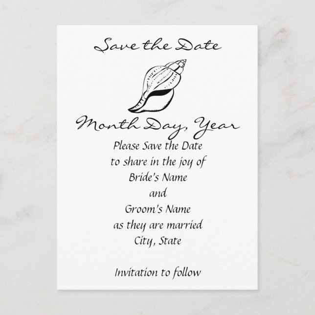 Seashell/Conch Save the Date Announcement Postcard (Front)