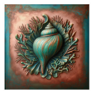 Seashell Copper and Patina Beach House Acrylic Print