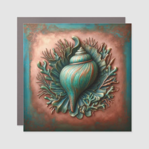Seashell Copper and Patina Beach House Car Magnet