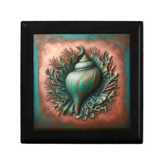 Seashell Copper and Patina Beach House Gift Box
