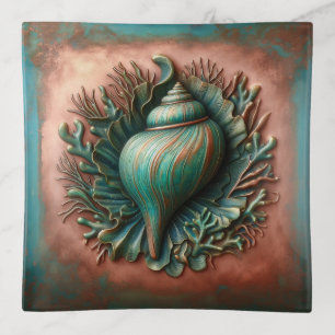 Seashell Copper and Patina Beach House Trinket Tray