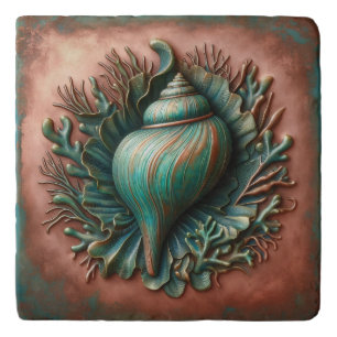 Seashell Copper and Patina Beach House Trivet