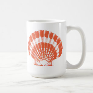 Seashell - coral orange and white coffee mug