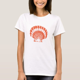 Seashell - coral orange and white T-Shirt