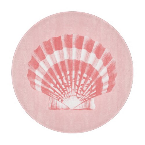 Seashell _ coral pink and white cutting board