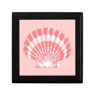 Seashell - coral pink and white keepsake box