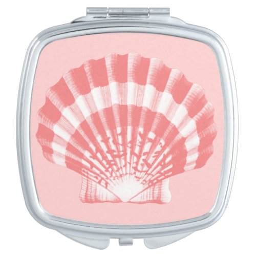 Seashell _ coral pink and white vanity mirror