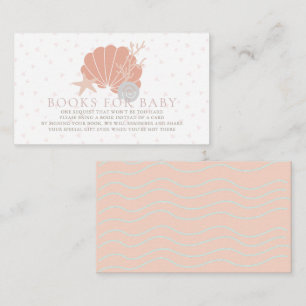 Seashell & Coral Pink Baby Shower Books for Baby Enclosure Card