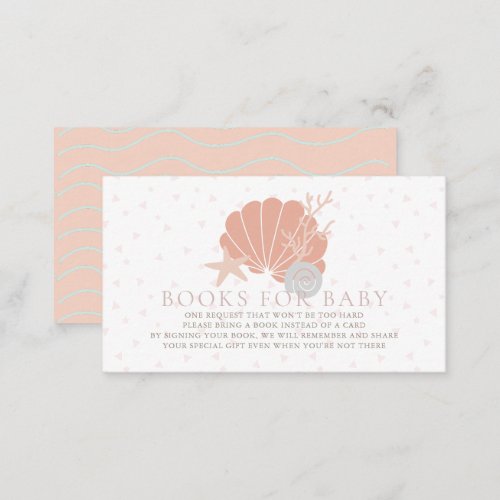 Seashell  Coral Pink Baby Shower Books for Baby Enclosure Card