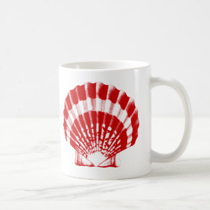Seashell - deep red and white coffee mug