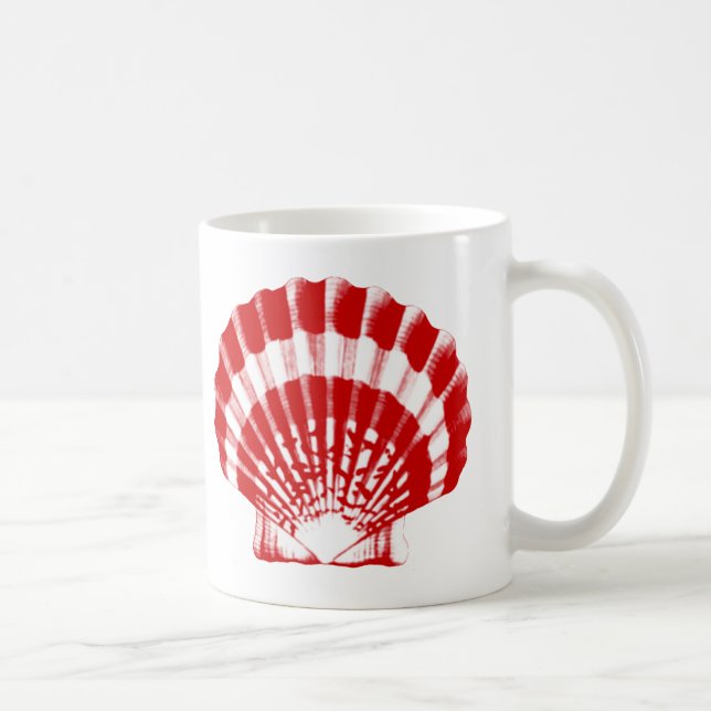 Seashell - deep red and white coffee mug (Right)