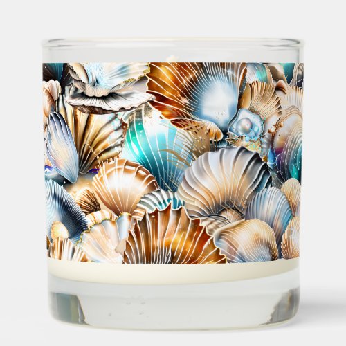 Seashell diamond pearl shimmer coastal sand chic scented candle