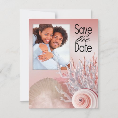 Seashell Dreams Beach Save the Date pink