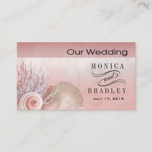 Seashell Dreams Beach Wedding Website pink Enclosure Card